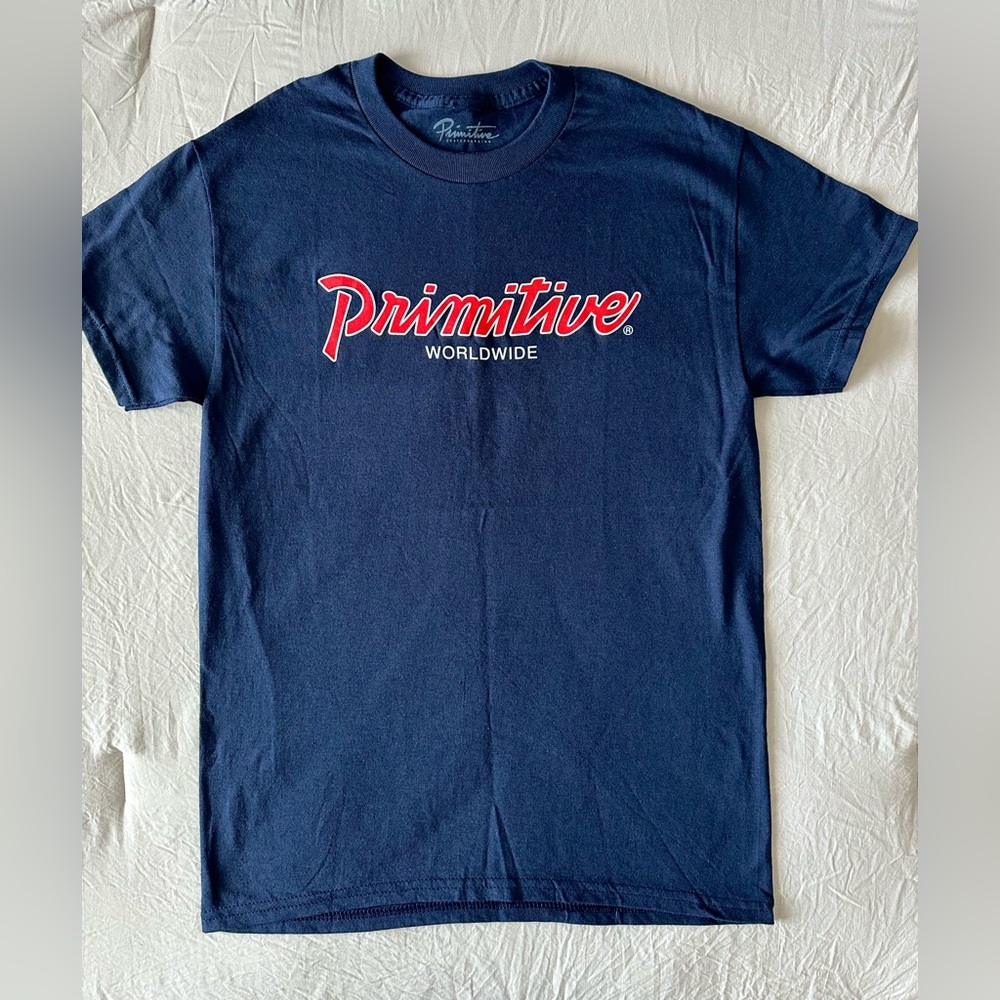 NWOT Primitive Blue Short Sleeve Tee with Bold Design